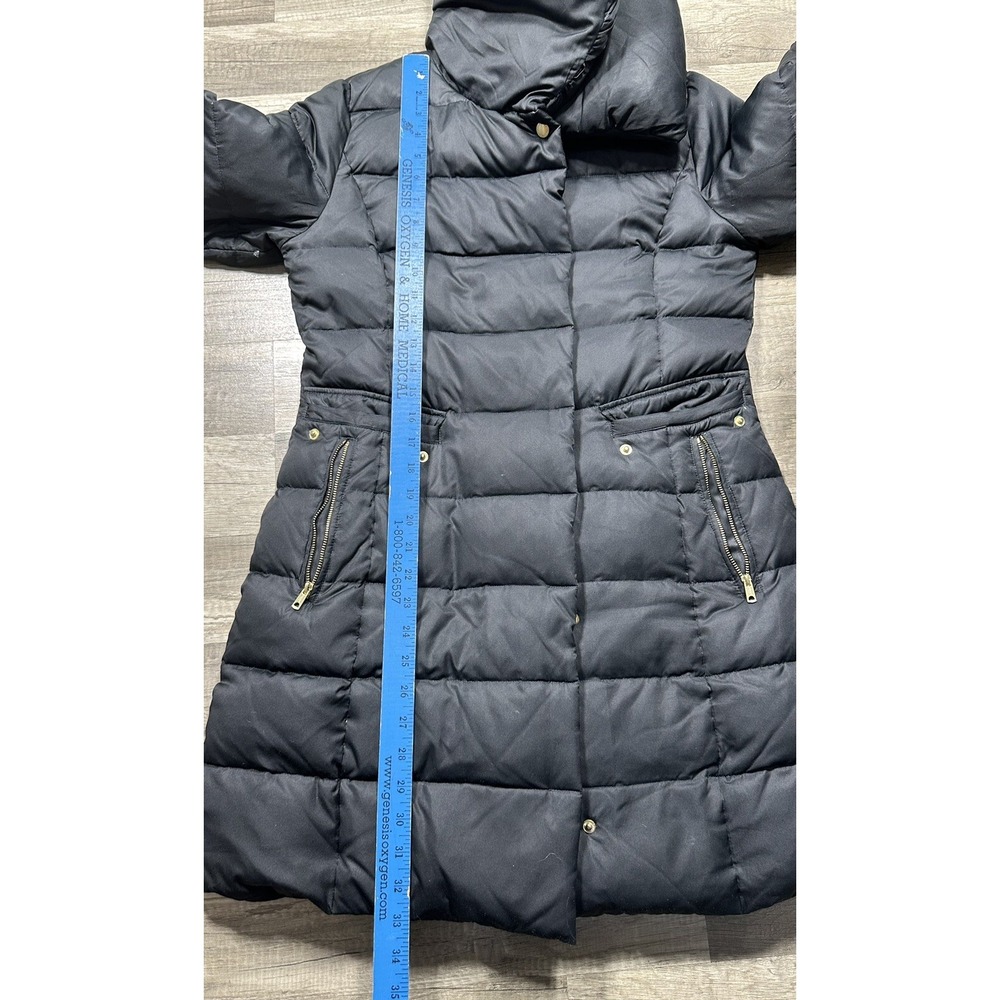 Cole Haan Signature Womens Black Down & Feather Puffer Coat Hooded Medium - Picture 16 of 16